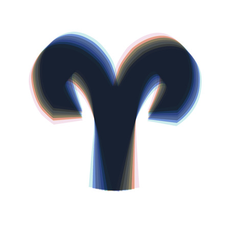 Aries sign illustration. Vector. Colorful icon shaked with vertical axis at white background. Isolated.のイラスト素材