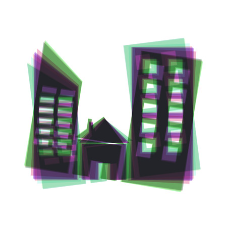 Real estate sign. Vector. Colorful icon shaked with vertical axis at white background. Isolated.のイラスト素材