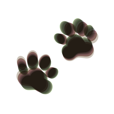 Animal Tracks sign. Vector. Colorful icon shaked with vertical axis at white background. Isolated.のイラスト素材