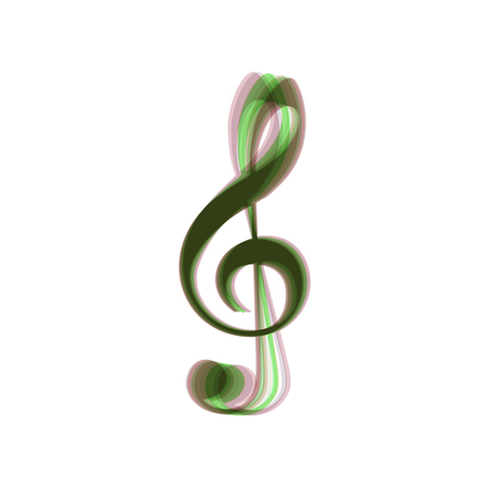 Music violin clef sign. G-clef. Treble clef. Vector. Colorful icon shaked with vertical axis at white background. Isolated.のイラスト素材