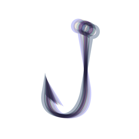 Fishing Hook sign illustration. Vector. Colorful icon shaked with vertical axis at white background. Isolated.のイラスト素材