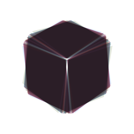 Cube sign illustration. Vector. Colorful icon shaked with vertical axis at white background. Isolated.のイラスト素材