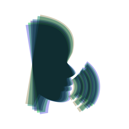 People speaking or singing sign. Vector. Colorful icon shaked with vertical axis at white background. Isolated.のイラスト素材