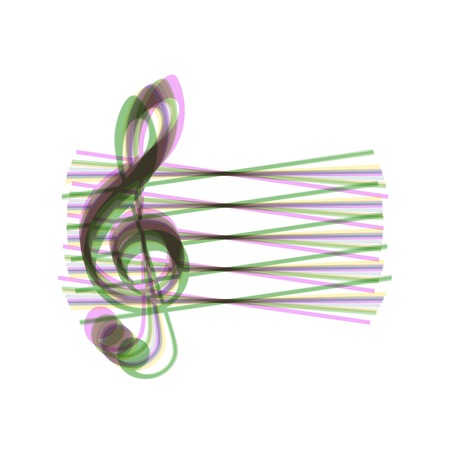 Music violin clef sign. G-clef. Vector. Colorful icon shaked with vertical axis at white background....
