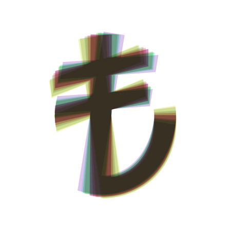 Turkey Lira sign. Vector. Colorful icon shaked with vertical axis at white background. Isolated.のイラスト素材