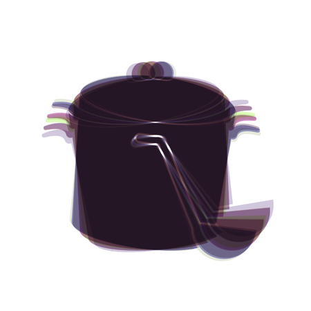 Pan with steam sign. Vector. Colorful icon shaked with vertical axis at white background. Isolated.のイラスト素材