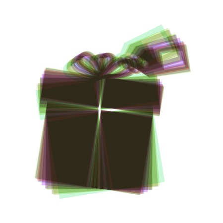 Gift sign with tag. Vector. Colorful icon shaked with vertical axis at white background. Isolated.のイラスト素材