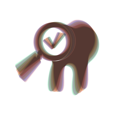 Tooth icon with a;;ow sign. Vector. Colorful icon shaked with vertical axis at white background. Isolated.のイラスト素材