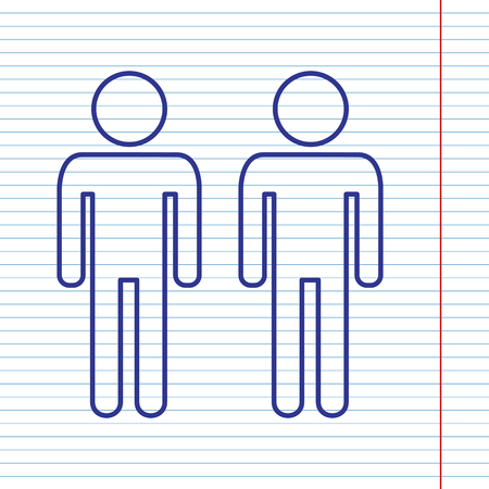 Gay family sign. Vector. Navy line icon on notebook paper as background with red line for field.のイラスト素材