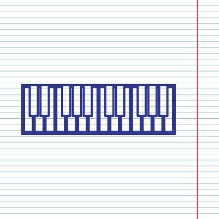 Piano Keyboard sign. Vector. Navy line icon on notebook paper as background with red line for field.のイラスト素材