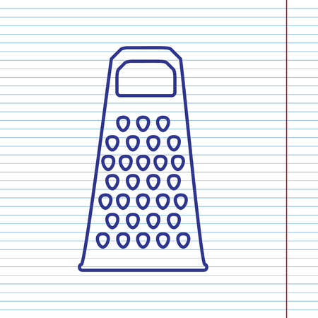 Cheese grater sign. Vector. Navy line icon on notebook paper as background with red line for field.のイラスト素材