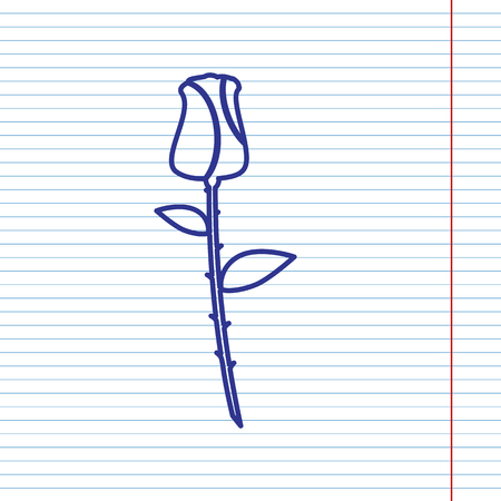 Rose sign illustration. Vector. Navy line icon on notebook paper as background with red line for field.のイラスト素材