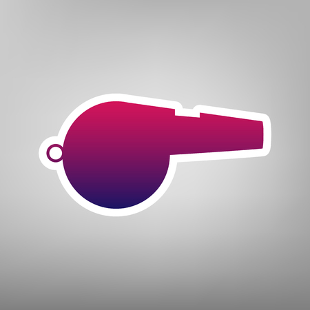 Whistle sign. Vector. Purple gradient icon on white paper at gray background.のイラスト素材