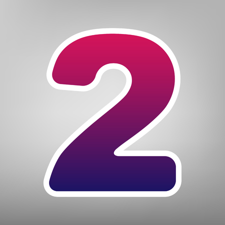Number 2 sign design template elements. Vector. Purple gradient icon on white paper at gray background.のイラスト素材