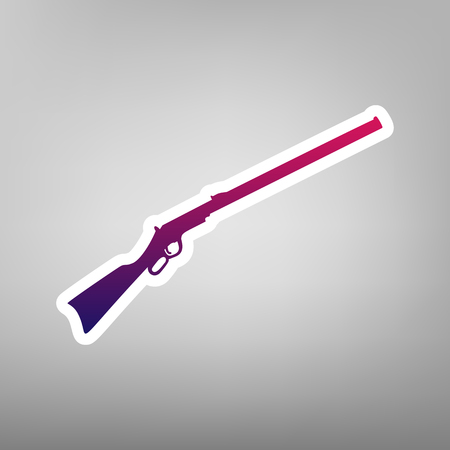 Hunting rifle icon vector illustration. Silhouette gun. Vector. Purple gradient icon on white paper at gray background.のイラスト素材
