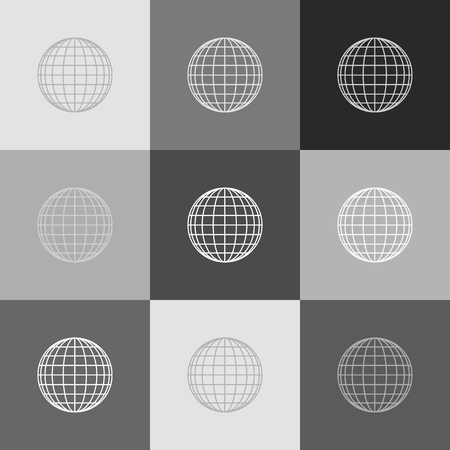 Earth Globe sign. Vector. Grayscale version of Popart-style icon.のイラスト素材