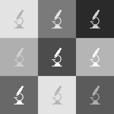 Chemistry microscope sign for laboratory. Vector. Grayscale version of Popart-style icon.のイラスト素材