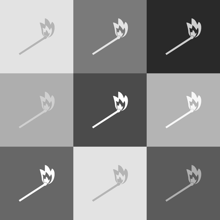 Match sign illustration. Vector. Grayscale version of Popart-style icon.のイラスト素材