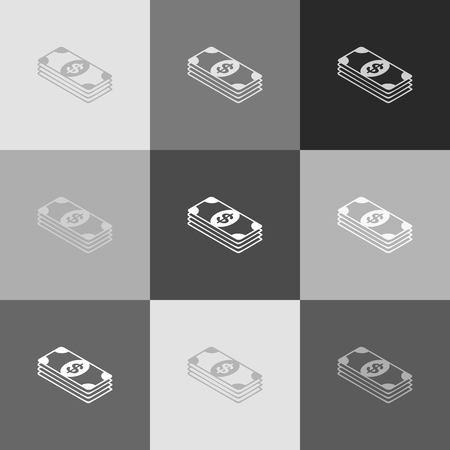 Bank Note dollar sign. Vector. Grayscale version of Popart-style icon.のイラスト素材