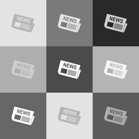 Newspaper sign. Vector. Grayscale version of Popart-style icon.のイラスト素材