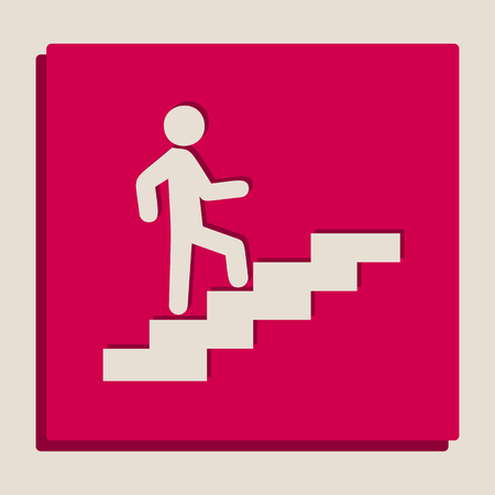 Man on Stairs going up. Vector. Grayscale version of Popart-style icon.のイラスト素材