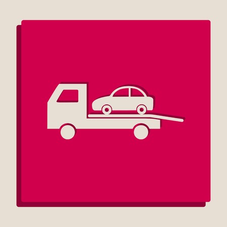 Tow car evacuation sign. Vector. Grayscale version of Popart-style icon.のイラスト素材