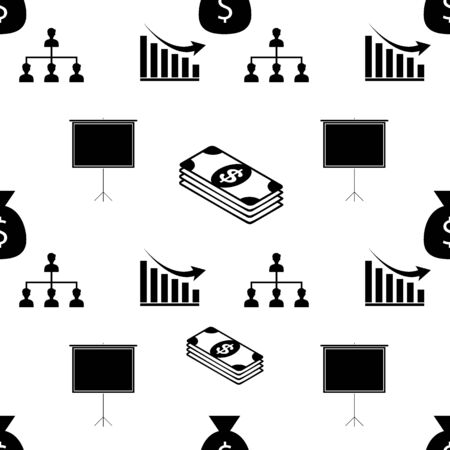 Business Creative Icon Collection. Seamless pattern. Background for textile printing and wrapping paper. Vector illustrationのイラスト素材