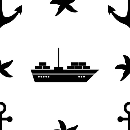 Vector seamless pattern with sea symboles. Marine and nautical backgrounds. Sea theme. Background for textile printing and wrapping paper. Vector illustration. Vector seamless pattern with sea symboles. Marine and nautical backgrounds. Sea theme. Background for textile printing and wrapping paper. Vector illustration.