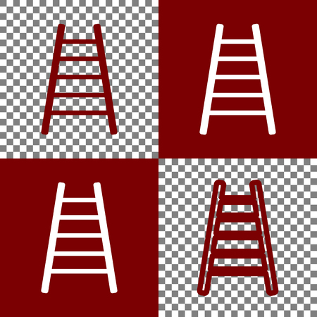 Ladder sign illustration. Vector. Bordo and white icons and line icons on chess board with transparent background.のイラスト素材
