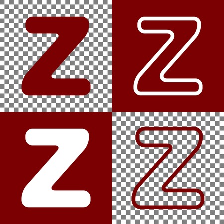 Letter Z sign design template element. Vector. Bordo and white icons and line icons on chess board with transparent background.のイラスト素材