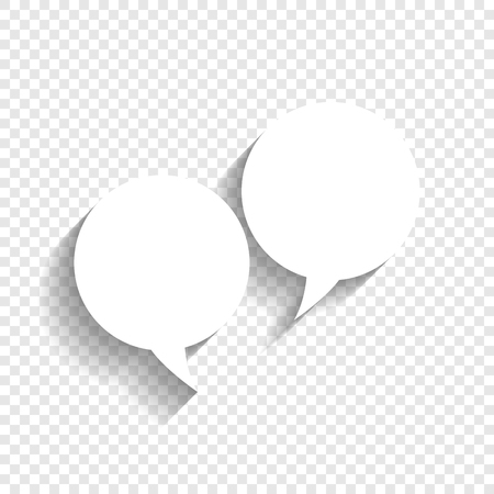 Two speech bubble sign. Vector. White icon with soft shadow on transparent background.のイラスト素材