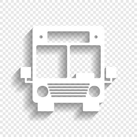Bus sign illustration. Vector. White icon with soft shadow on transparent background.のイラスト素材