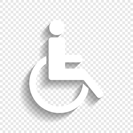 Disabled sign illustration. Vector. White icon with soft shadow on transparent background.のイラスト素材