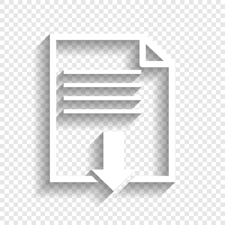 File download sign. Vector. White icon with soft shadow on transparent background.のイラスト素材