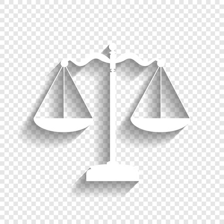 Scales balance sign. Vector. White icon with soft shadow on transparent background.のイラスト素材