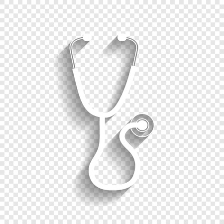 Stethoscope sign illustration. Vector. White icon with soft shadow on transparent background.のイラスト素材