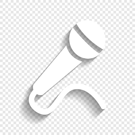 Microphone sign illustration. Vector. White icon with soft shadow on transparent background.のイラスト素材