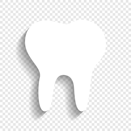 Tooth sign illustration. Vector. White icon with soft shadow on transparent background.のイラスト素材