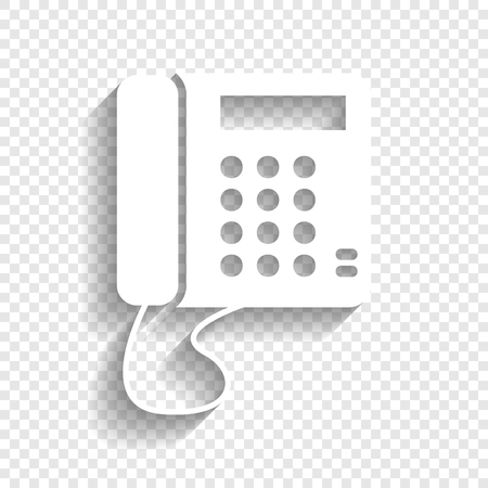 Communication or phone sign. Vector. White icon with soft shadow on transparent background.のイラスト素材