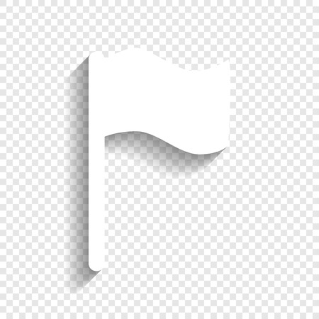 Flag sign illustration. Vector. White icon with soft shadow on transparent background.のイラスト素材