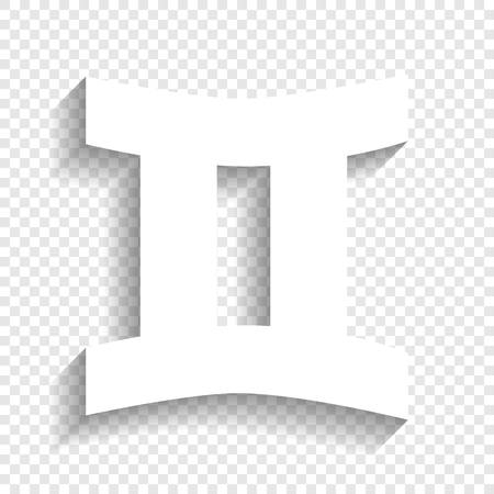 Gemini sign. Vector. White icon with soft shadow on transparent background.のイラスト素材