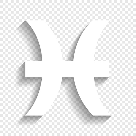 Pisces sign illustration. Vector. White icon with soft shadow on transparent background.のイラスト素材