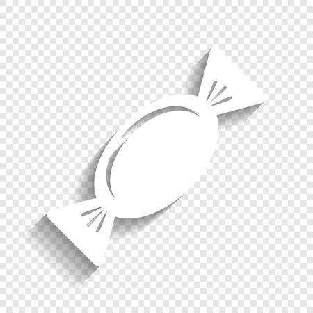 Candy sign illustration. Vector. White icon with soft shadow on transparent background.のイラスト素材