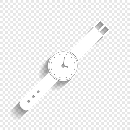 Watch sign illustration. Vector. White icon with soft shadow on transparent background.のイラスト素材