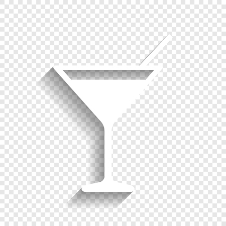 Cocktail sign illustration. Vector. White icon with soft shadow on transparent background.のイラスト素材
