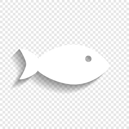 Fish sign illustration. Vector. White icon with soft shadow on transparent background.のイラスト素材