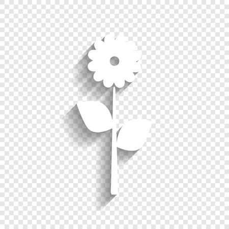 Flower sign illustration. Vector. White icon with soft shadow on transparent background.のイラスト素材