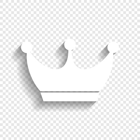 King crown sign. Vector. White icon with soft shadow on transparent background.のイラスト素材
