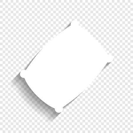 Pillow sign illustration. Vector. White icon with soft shadow on transparent background.のイラスト素材