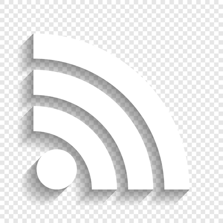 RSS sign illustration. Vector. White icon with soft shadow on transparent background.のイラスト素材